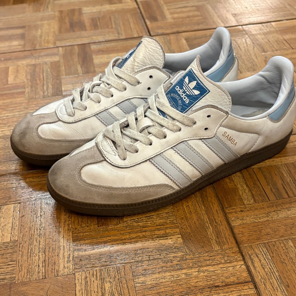 Adidas Samba White and Blue Sneakers